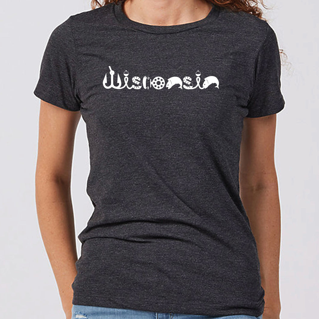Women's Fishing Icons Wisconsin T-Shirt
