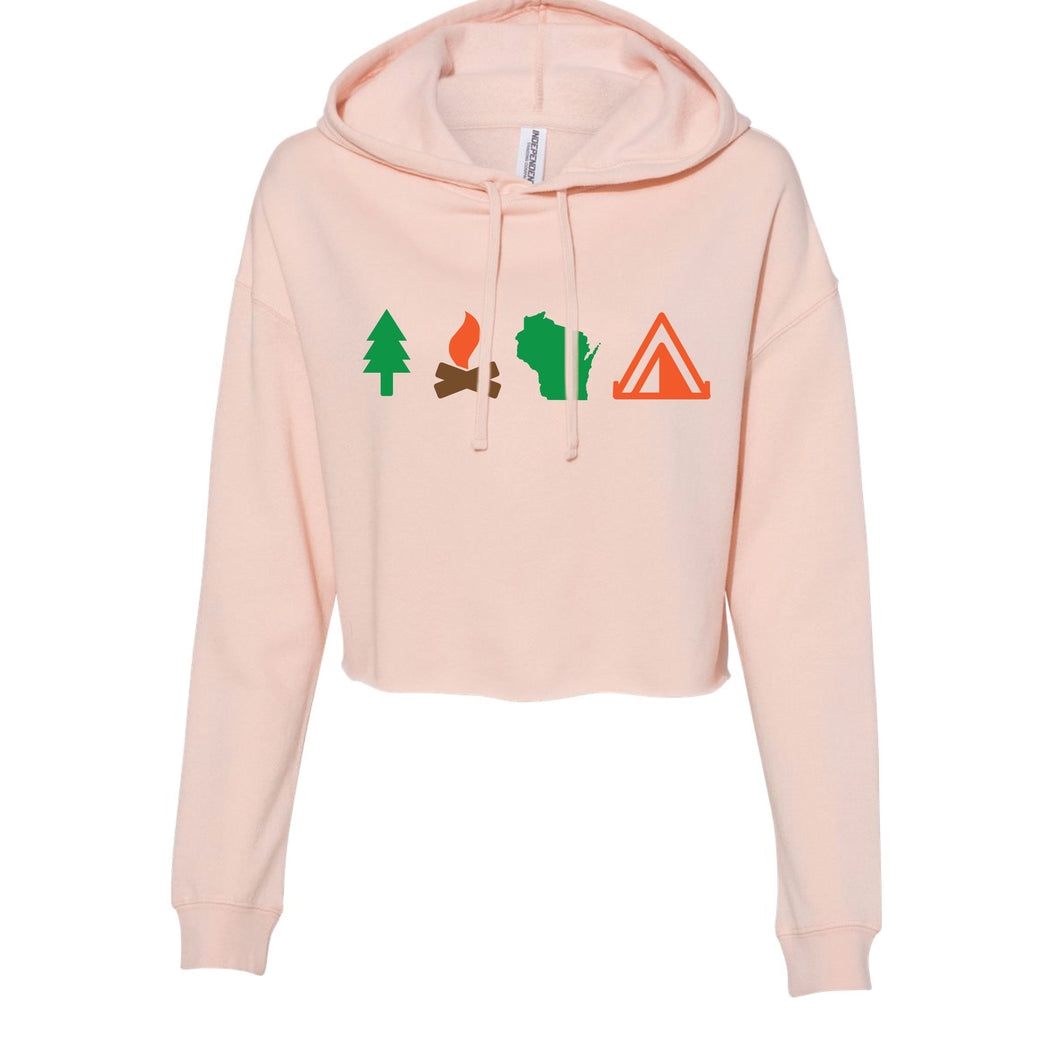 Camping Wisconsin Cropped Hoodie
