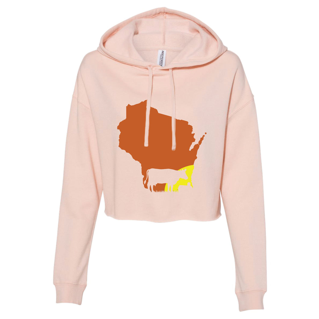 Cow Sunset Wisconsin Cropped Hoodie