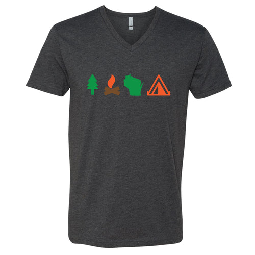 Camping Wisconsin V-Neck T-Shirt