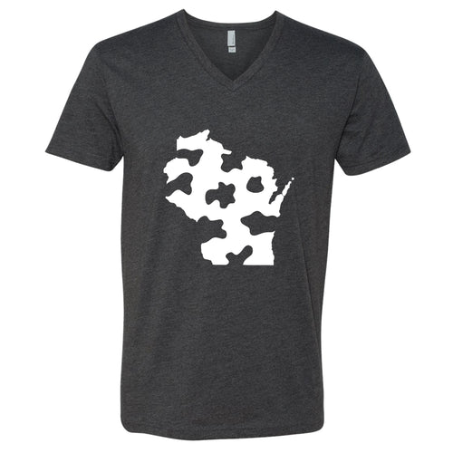 Cow Print Wisconsin V-Neck T-Shirt