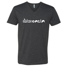 Fishing Icons Wisconsin V-Neck T-Shirt