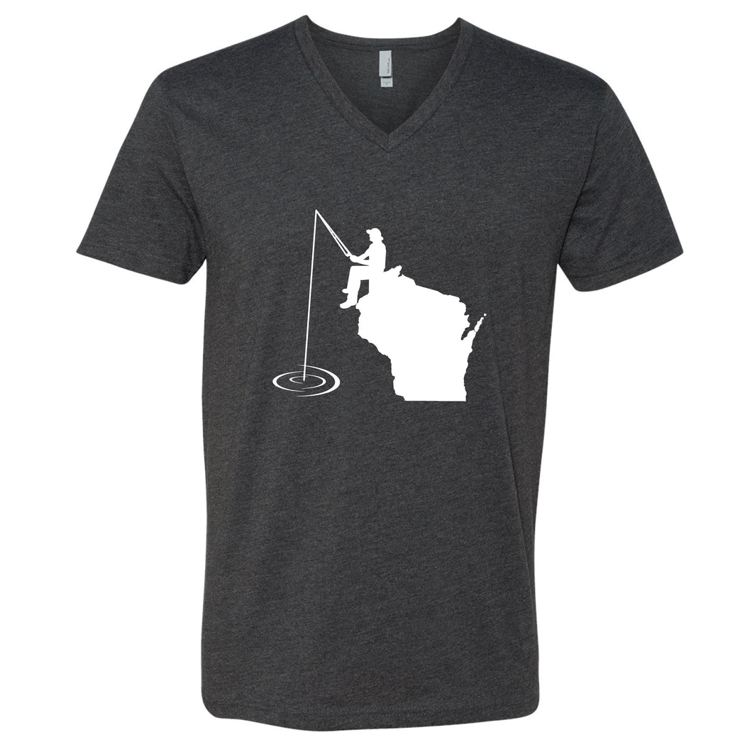 Fishing Wisconsin V-Neck T-Shirt