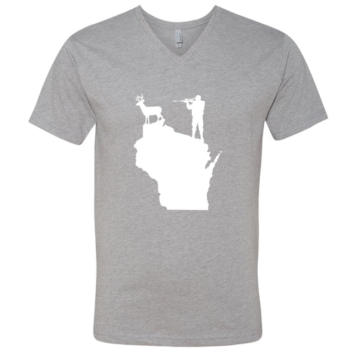 Deer Hunting Wisconsin V-Neck T-Shirt