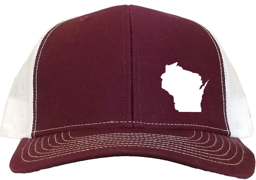 Wisconsin Snapback Hat - Maroon/White